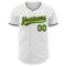 Custom White Black-Neon Green Authentic Baseball Jersey
