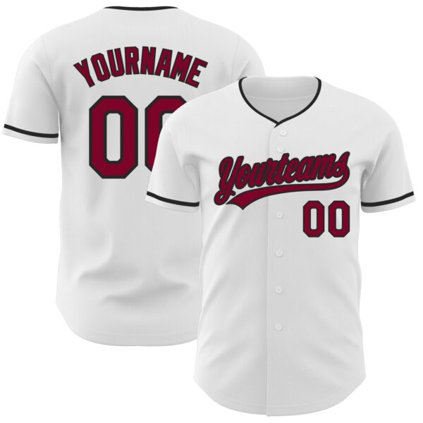 Custom White Maroon-Black Authentic Baseball Jersey