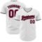 Custom White Maroon-Black Authentic Baseball Jersey