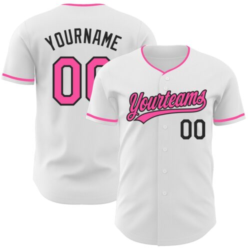 White2397 Custom White Pink-Black Authentic Baseball Jersey