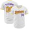 Custom White Gold-Purple Authentic Baseball Jersey