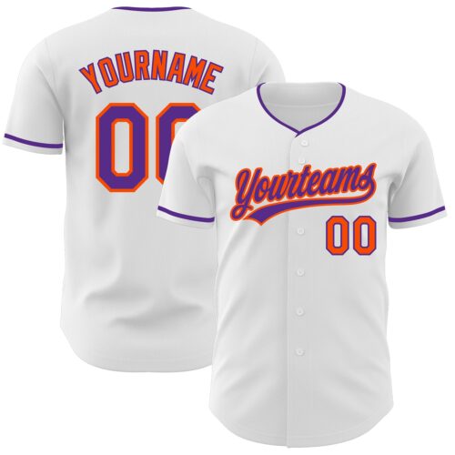 White2403 Custom White Purple-Orange Authentic Baseball Jersey