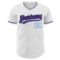 Custom White Purple Black-Light Blue Authentic Baseball Jersey