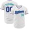 Custom White Purple-Teal Authentic Baseball Jersey