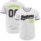 Custom White Purple Black-Neon Green Authentic Baseball Jersey