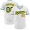 Custom White Green-Gold Authentic Baseball Jersey