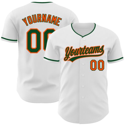 White2410 Custom White Green-Orange Authentic Baseball Jersey