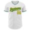 Custom White Kelly Green-Gold Authentic Baseball Jersey