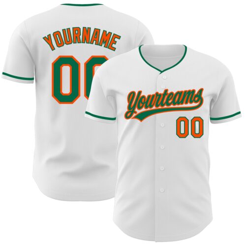 White2413 Custom White Kelly Green-Orange Authentic Baseball Jersey