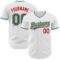 Custom White Kelly Green-Red Authentic Baseball Jersey