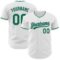 Custom White Kelly Green-Gray Authentic Baseball Jersey