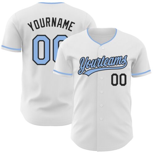 White2417 Custom White Light Blue-Black Authentic Baseball Jersey