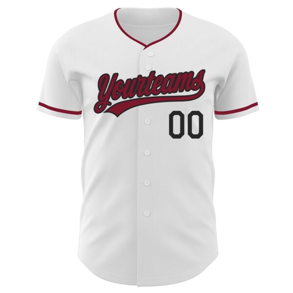 Custom White Crimson-Black Authentic Baseball Jersey