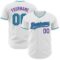 Custom White Teal-Purple Authentic Baseball Jersey