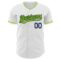 Custom White Neon Green-Navy Authentic Baseball Jersey