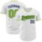 Custom White Neon Green-Navy Authentic Baseball Jersey