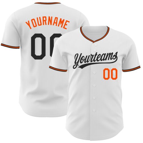 White2429 Custom White Black-Orange Authentic Baseball Jersey