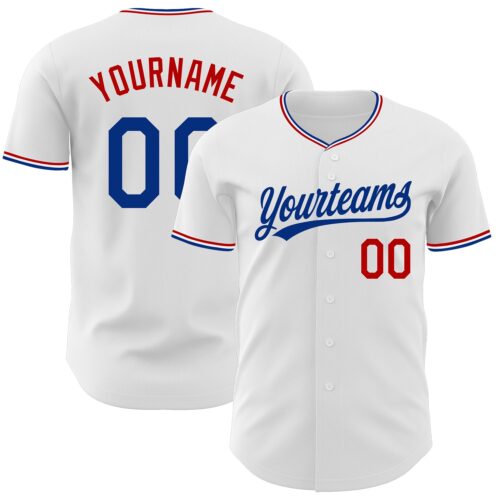 White2431 Custom White Royal-Red Authentic Baseball Jersey