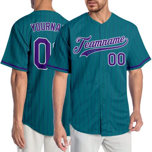 aqua_0076_7af8f74c-960d-4a26-b0b2-28aee4984e4a Custom Teal Purple Pinstripe Purple-White Authentic Baseball Jersey