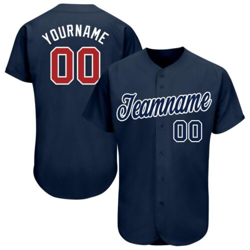 atlanta_0041 Custom Navy Red-White Baseball Jersey
