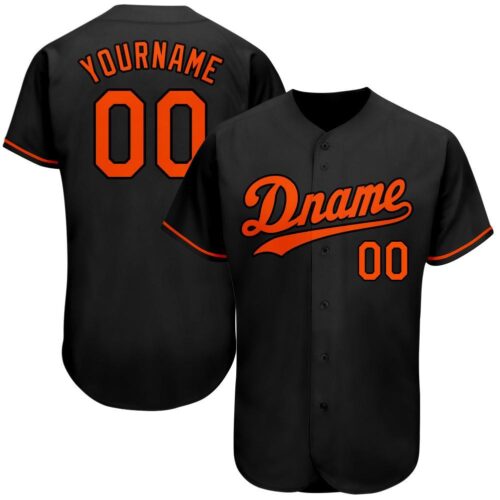 black_0030 Custom Black Orange Authentic Baseball Jersey