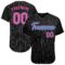 Custom Black White Pinstripe Pink-Light Blue Authentic Baseball Jersey