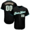 Custom Black White-Teal Authentic Baseball Jersey
