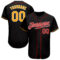 Custom Black Gold-Red Authentic Baseball Jersey