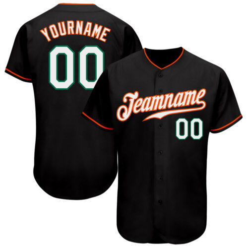 black_0766 Custom Black White-Orange Authentic Baseball Jersey