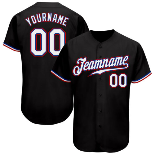 black_0770 Custom Black White-Red Authentic Baseball Jersey