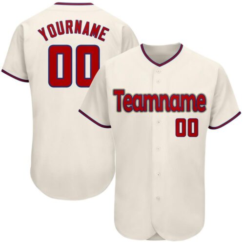 cream_0015 Custom Cream Red-Royal Authentic Baseball Jersey