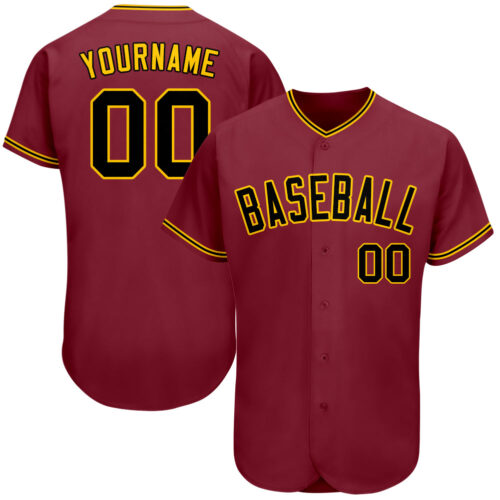crimson_0001 Custom Crimson Black-Gold Authentic Baseball Jersey