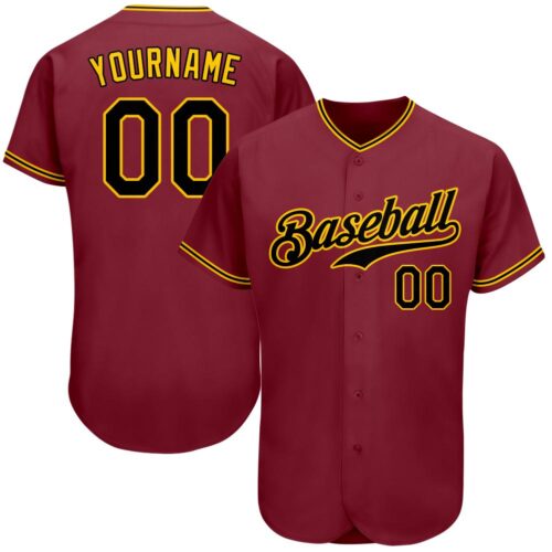 crimson_0003 Custom Crimson Black-Gold Authentic Baseball Jersey