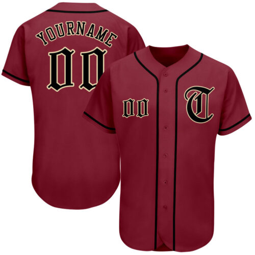 crimson_0009 Custom Crimson Black-City Cream Authentic Baseball Jersey