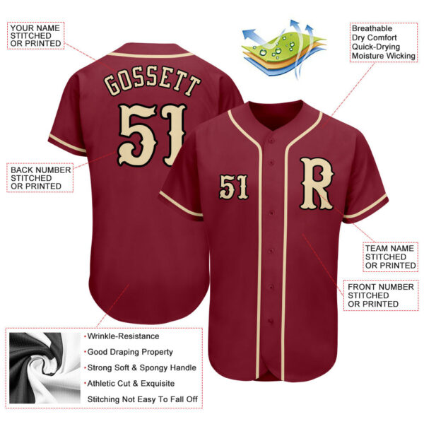 Custom Crimson City Cream-Black Authentic Baseball Jersey