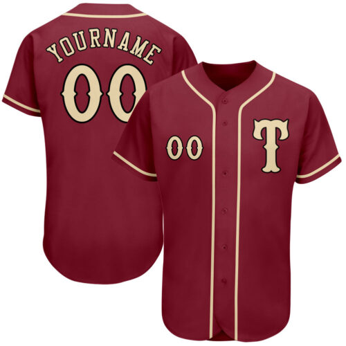crimson_0011 Custom Crimson City Cream-Black Authentic Baseball Jersey