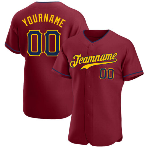 crimson_0022 Custom Crimson Navy-Gold Authentic Baseball Jersey