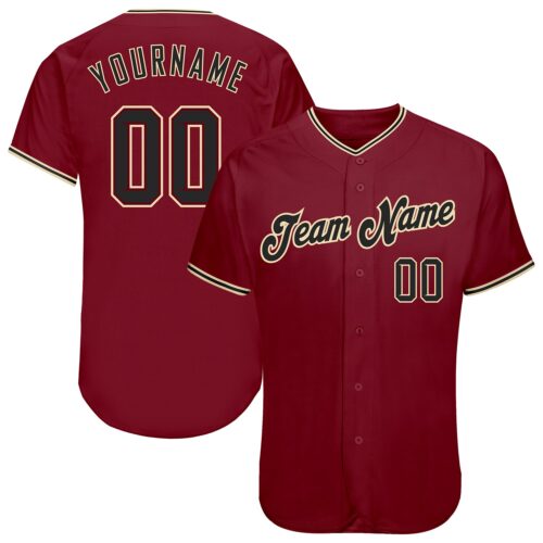 crimson_0024 Custom Crimson Black-City Cream Authentic Baseball Jersey