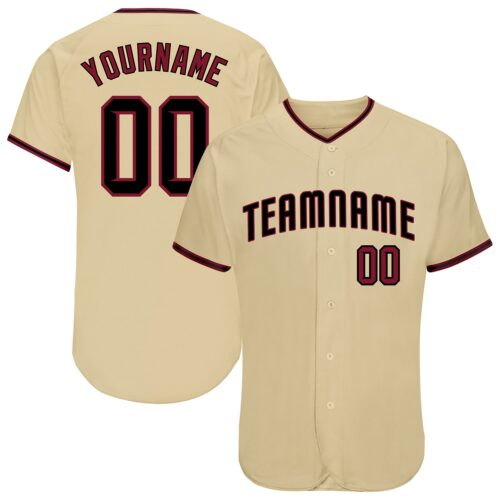 gold_0109 Custom Sand Crimson-Black Authentic Baseball Jersey