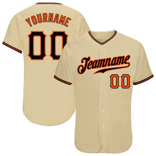 gold_0110 Custom Sand Black-Orange Authentic Baseball Jersey