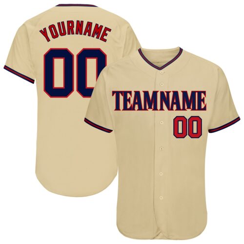 gold_0112 Custom Sand Navy-Red Authentic Baseball Jersey