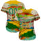 Custom Gold Kelly Green-Cream 3D Pattern Design Train Authentic Baseball Jersey