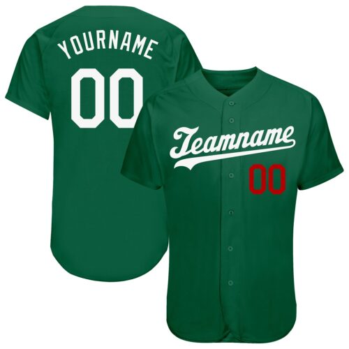 kelly_green_0093 Custom Kelly Green White-Red Authentic Baseball Jersey