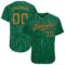 Custom Kelly Green White Pinstripe Old Gold-Black Authentic Baseball Jersey