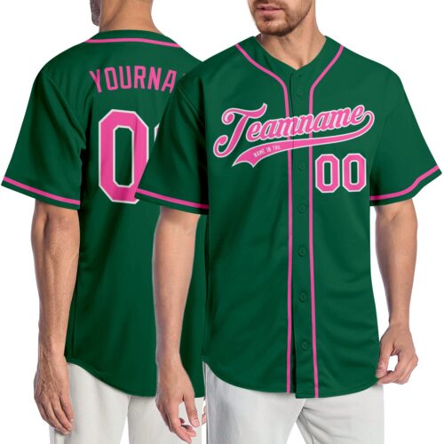 kelly_green_0175_b7319c8d-c0ec-4c3a-b9c5-408f9f0e6ff7 Custom Kelly Green Pink-White Authentic Baseball Jersey