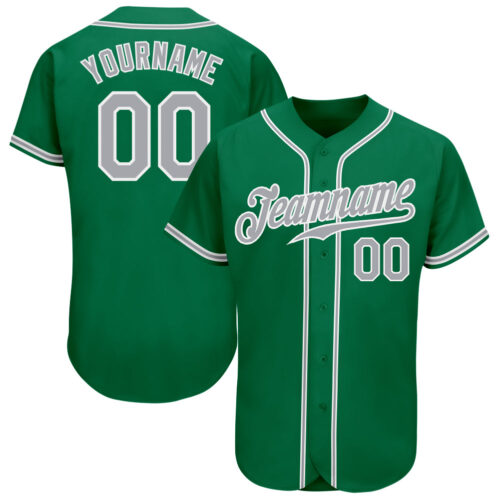kelly_green_0186 Custom Kelly Green Gray-White Authentic Baseball Jersey