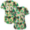 Custom Kelly Green White-Old Gold 3D Pattern Design Zebras And Giraffes Authentic Baseball Jersey