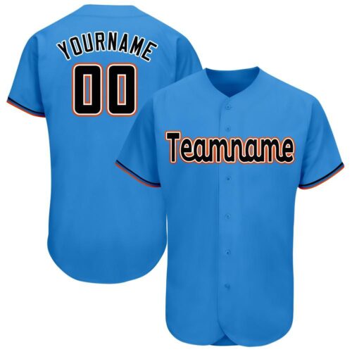 miami_0043 Custom Powder Blue Black-Orange Baseball Jersey