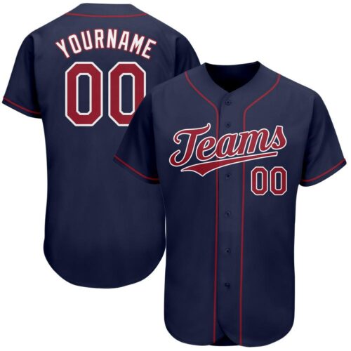 navy_0032 Custom Navy Red-White Authentic Baseball Jersey