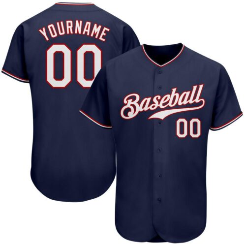 navy_0034 Custom Navy White-Red Authentic Baseball Jersey